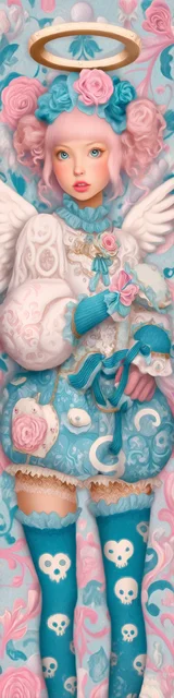 Free angel bookmark featuring pink and blue soft colors angel